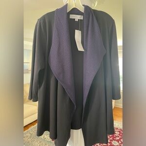 Anne Klein women’s black and purple shawl Collar 3/4 sleeve Jacket/ Cardigan M